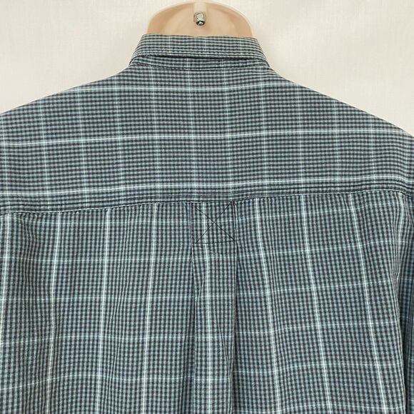 Woolrich Button Down Shirt Mens Medium Vintage Plaid Blue Long Sleeve Pocket - Picture 6 of 11